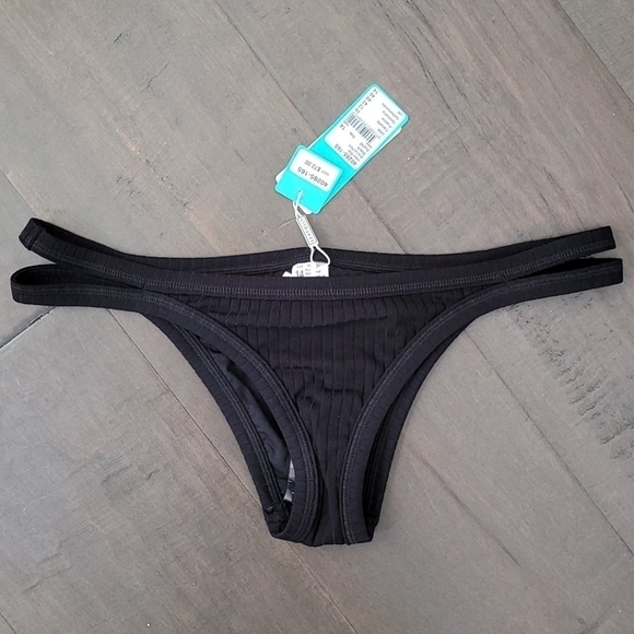 NWT Seafolly Inka Rib Brazilian Pant Cheeky Strappy Swim Bottom 10 - Picture 2 of 5